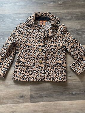 Tory Burch Leopard Print Blazer in Tan and Black sz XS